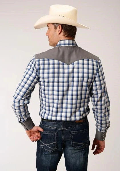 Roper 01018 Royal Plaid (Blue) - Men's Western Shirt