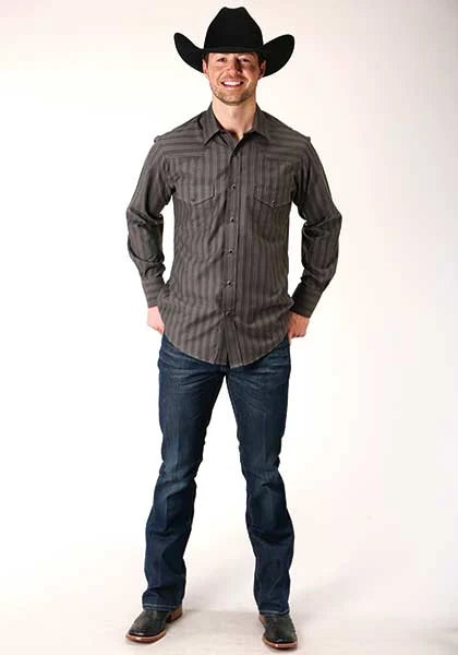 Roper 826 Dobby Stripe (Grey) - Men's Western Shirt