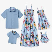 Family Matching Sets Denim Blue Short-Sleeve Shirt