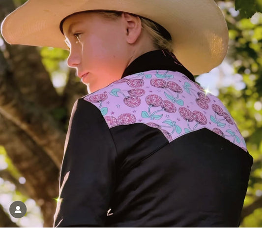 Cherry Groove Girls Western Pearl Snap Rodeo Shirt