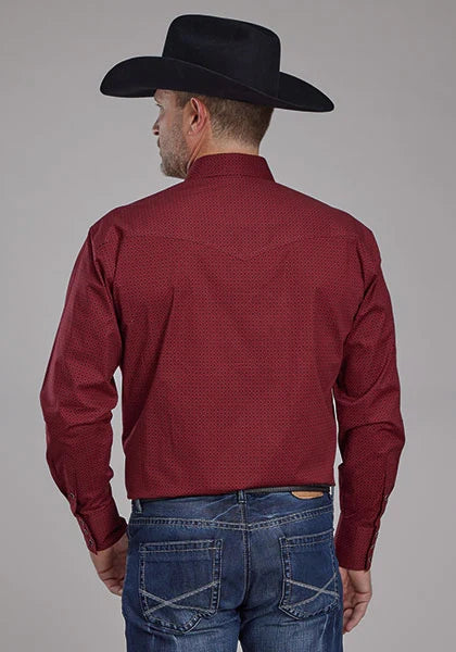 Roper 2163 Stretch Diamond Print (Red) - Men's Western Shirt