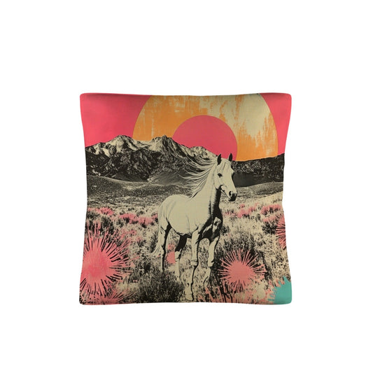 Baha Ranch Retro Pop Western Albino Steed Pillow Case Made in America