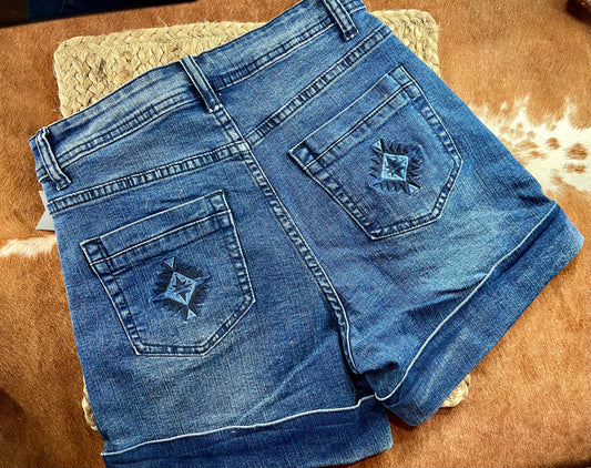 Aztec Denim Shorts