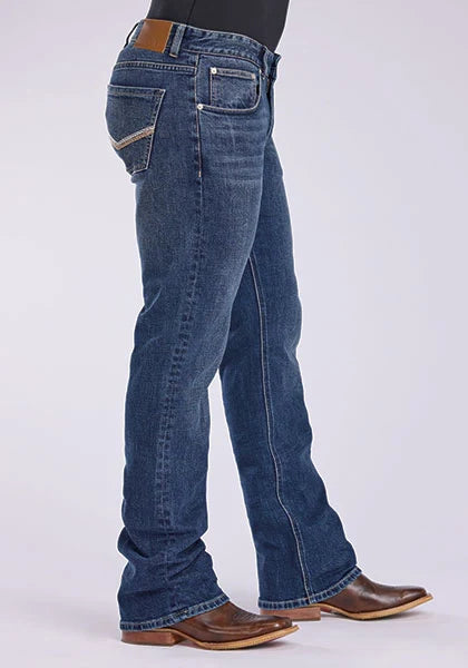 Tin Haul 1661 Jagger Stretch Fit V Pocket Deco (Medium Wash) - Men's Bootcut Jeans