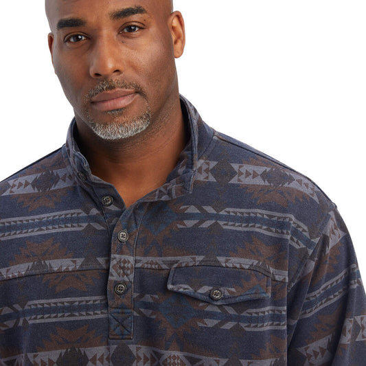 Printed Overdyed Washed Sweater-MARITIME BLUE SOUTHWEST