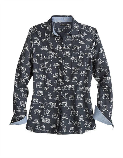 Tin Haul 2185 Cow Toile (Black) - Women's Western Shirt