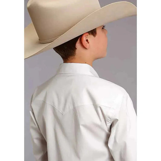 Stetson Pinpoint Oxford (White) - Boy's Western Shirt (Closeout)
