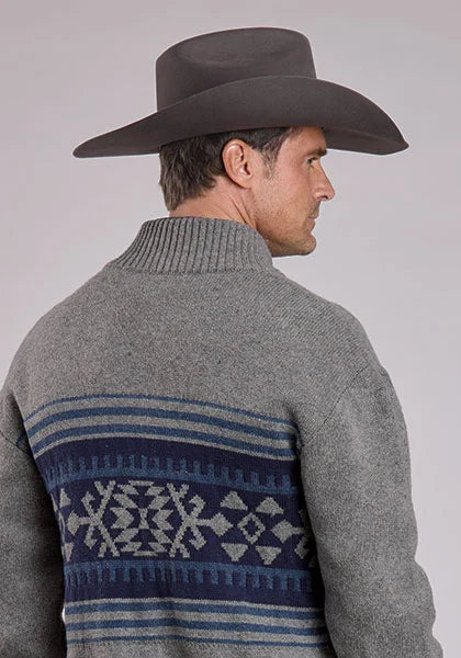 Stetson 2776 Aztec Border (Grey) - Men's Wool Sweater