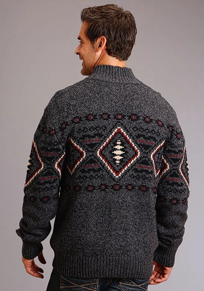 Stetson 1343 Horizontal Aztec (Grey) - Men's Sweater