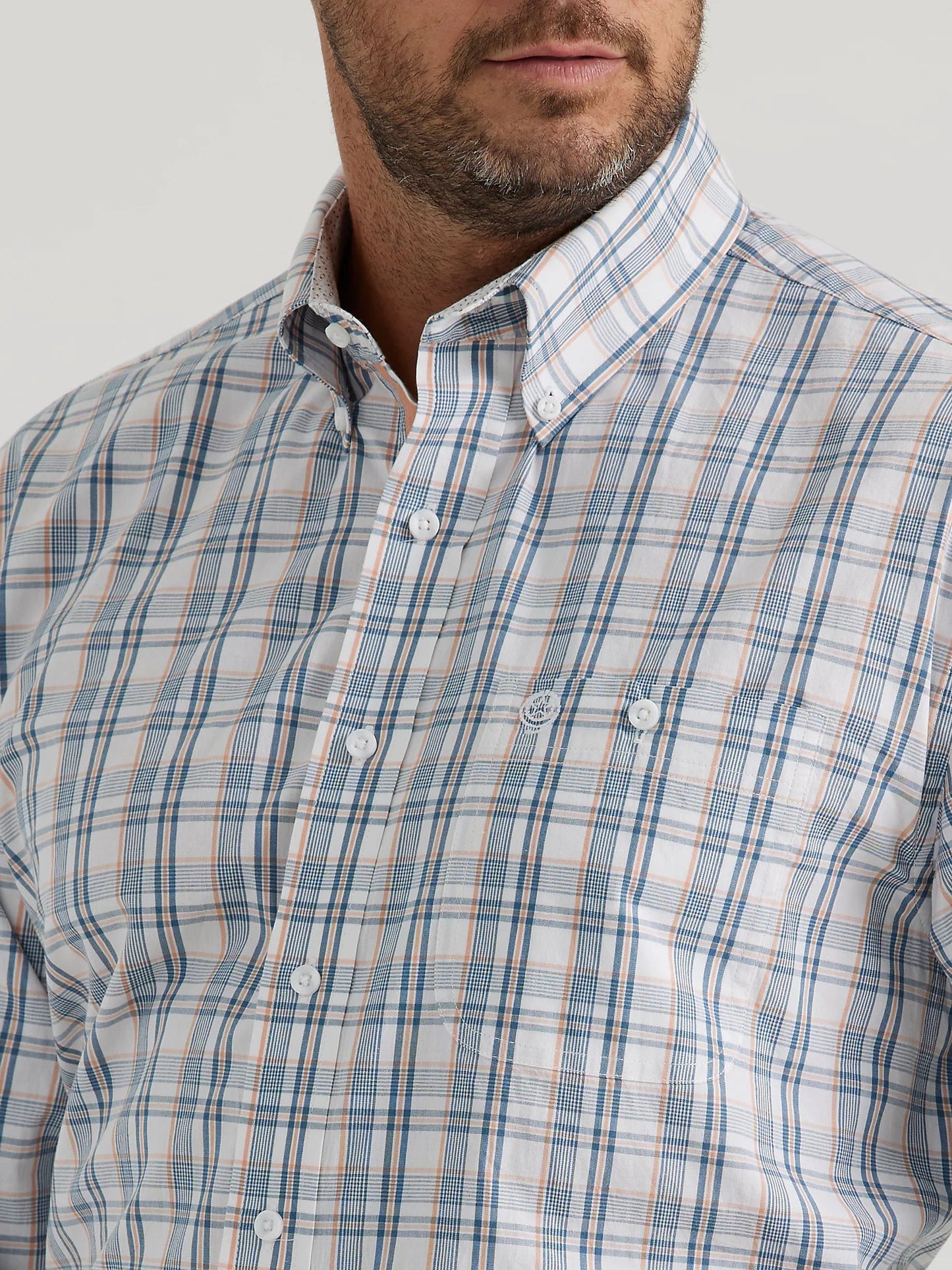 George Strait™ Long Sleeve Button Down- Steel Plaid
