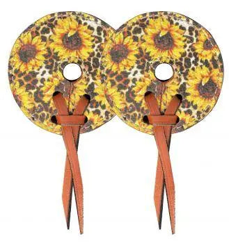 Leather bit guards with sunflower and cheetah design