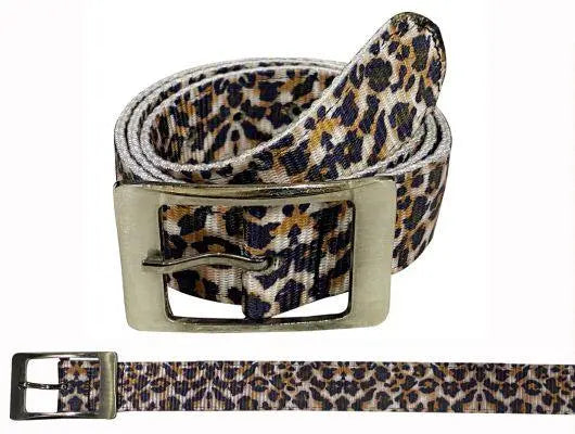 Leopard Nylon Belt with pre punched holes.