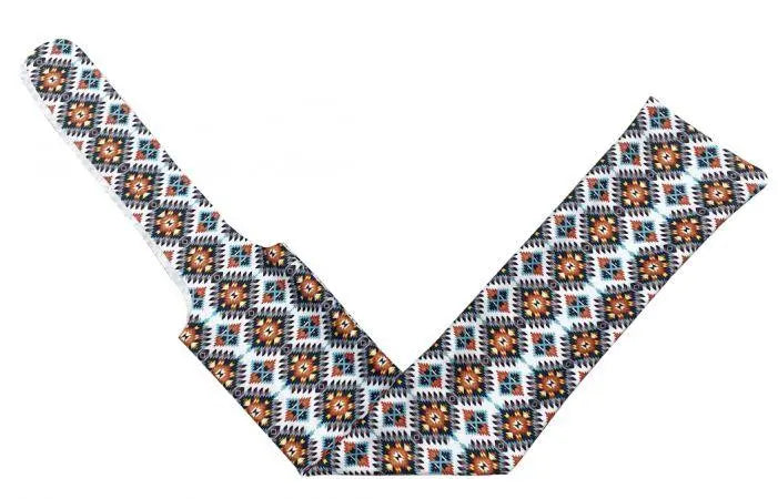 Orange & Teal Aztec Lycra printed slip on tail bag