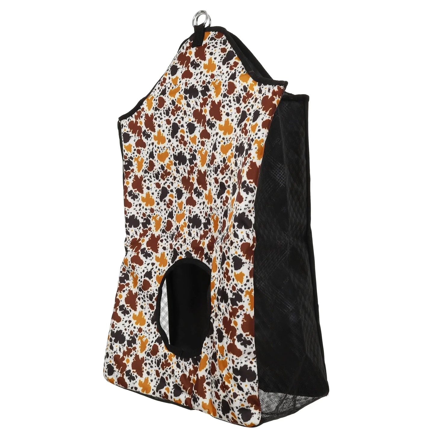Cow Print Hay Bag with Mesh Sides and Bottom