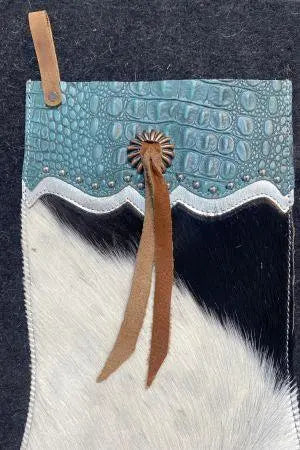 Black and White Cowhide Christmas Stocking – Alligator Cuff