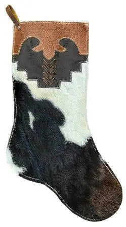 Cowhide Christmas Stocking - Chevron Lacing
