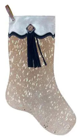 Gold Acid Wash Cowhide Christmas Stocking