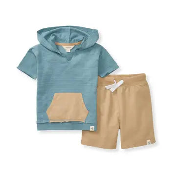 Burt's Bee Boys 2 PC Dotted Jacquard Short Set