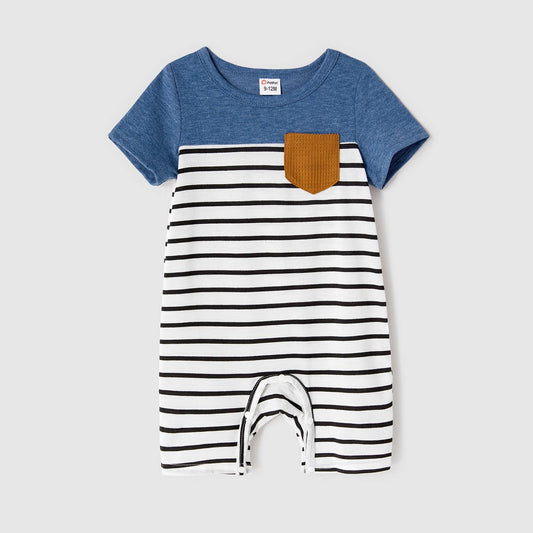 Family Matching Blue Cap-sleeve Belted Midi Dresses and Tee: Blue