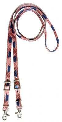 3/4" x 8ft American Flag nylon contest rein with scissor snap end