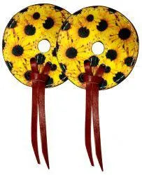 Leather bit guards with sunflower design.