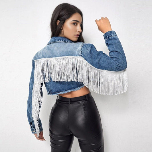 Fringe Rider Short Denim Jacket
