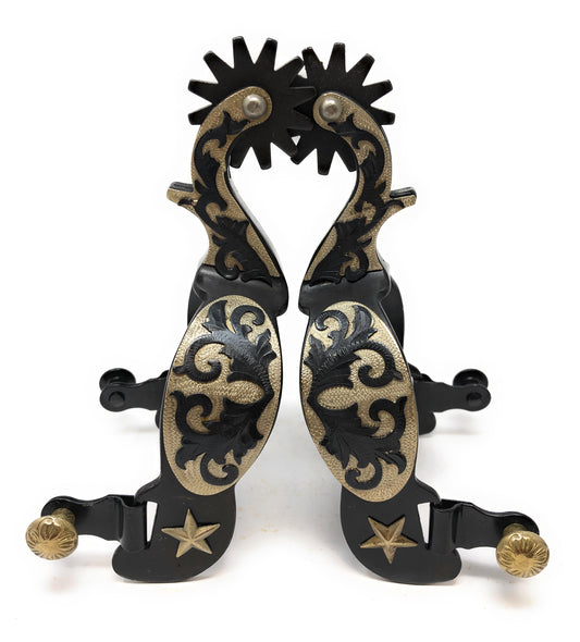 AJ Tack Men's Antique Brown Star and Floral Spurs