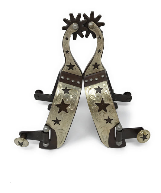 AJ Tack Youth Antique Brown Stars Cutout Spurs