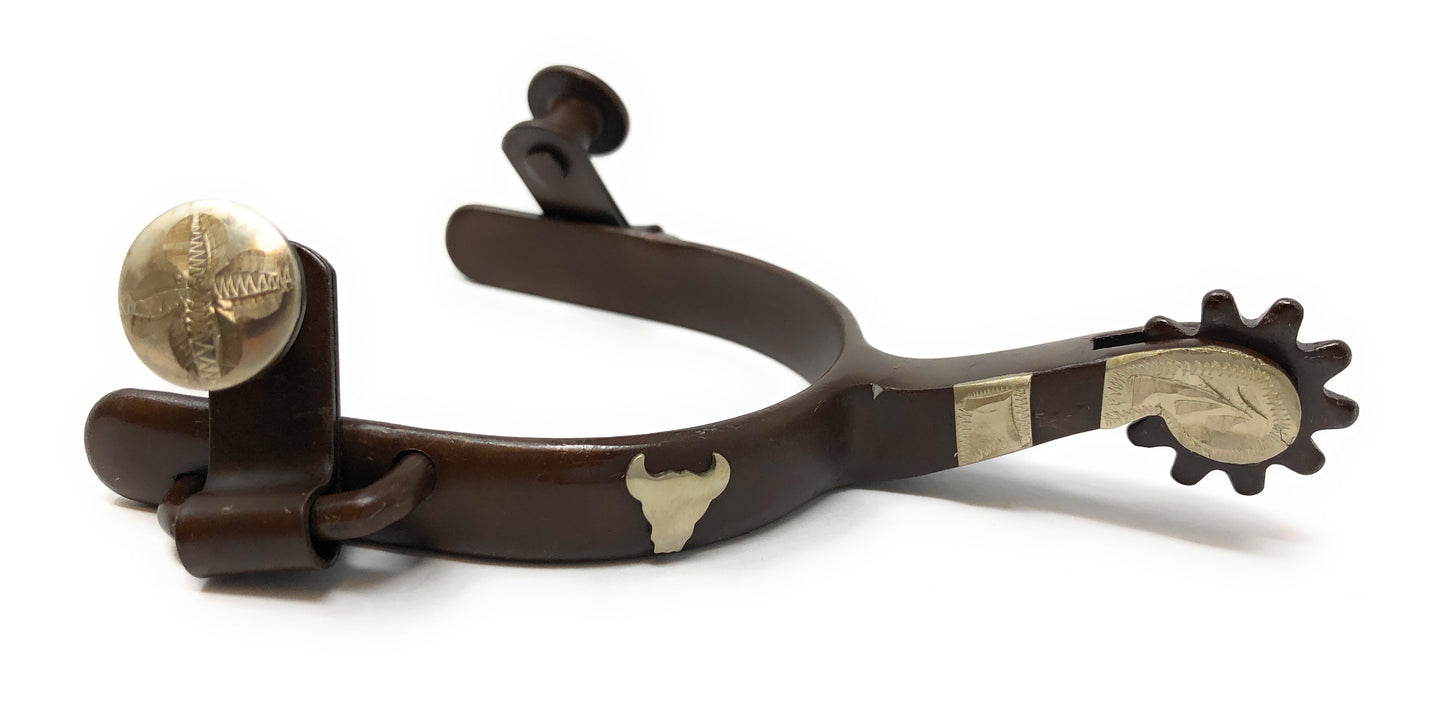 AJ Tack Youth Antique Brown Steer Head Spurs