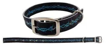 Black with Barbwire design nylon dog collar.