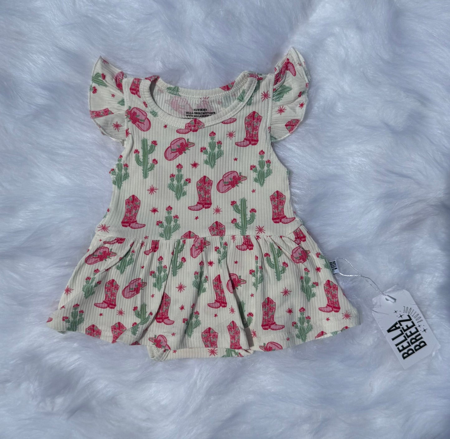 Coastal Cowgirl Ribbed Bamboo Skirted Romper