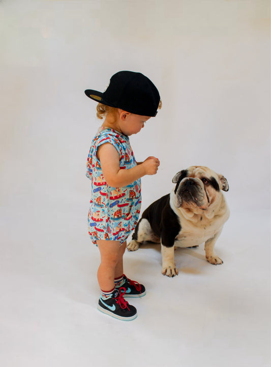 Patriotic Bulldogs Bamboo Hooded Romper (FINAL SALE)