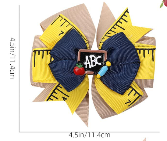 Back-to-School Hair Clips Pencil & Bow ABC Hairpins Girls