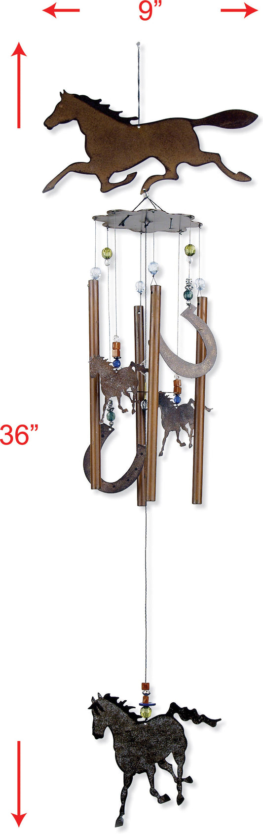 36" Cowboy Horse Wind Chime Garden Decor - 80309