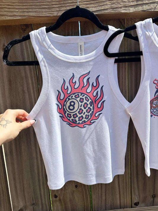 Leopard 8 Ball Cropped Tank