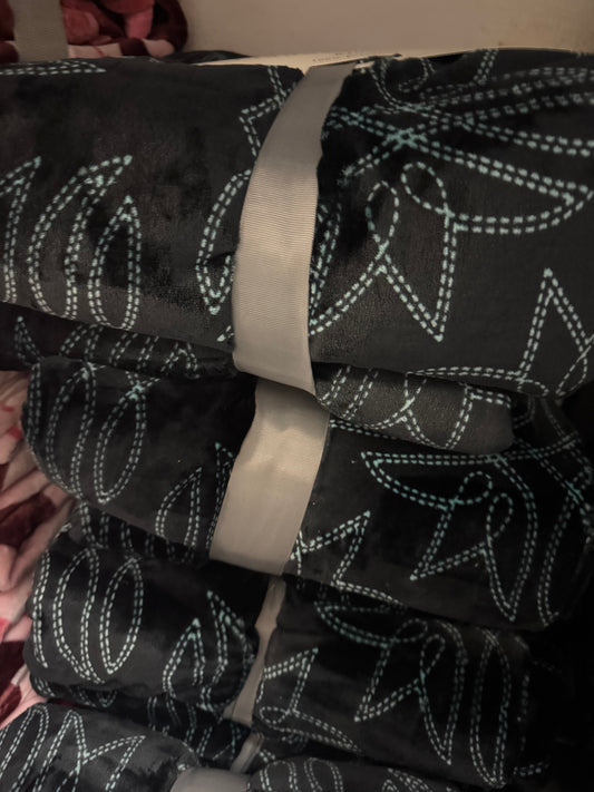 Teal Butterfly Bootstitch Super Plush Blanket 93X88