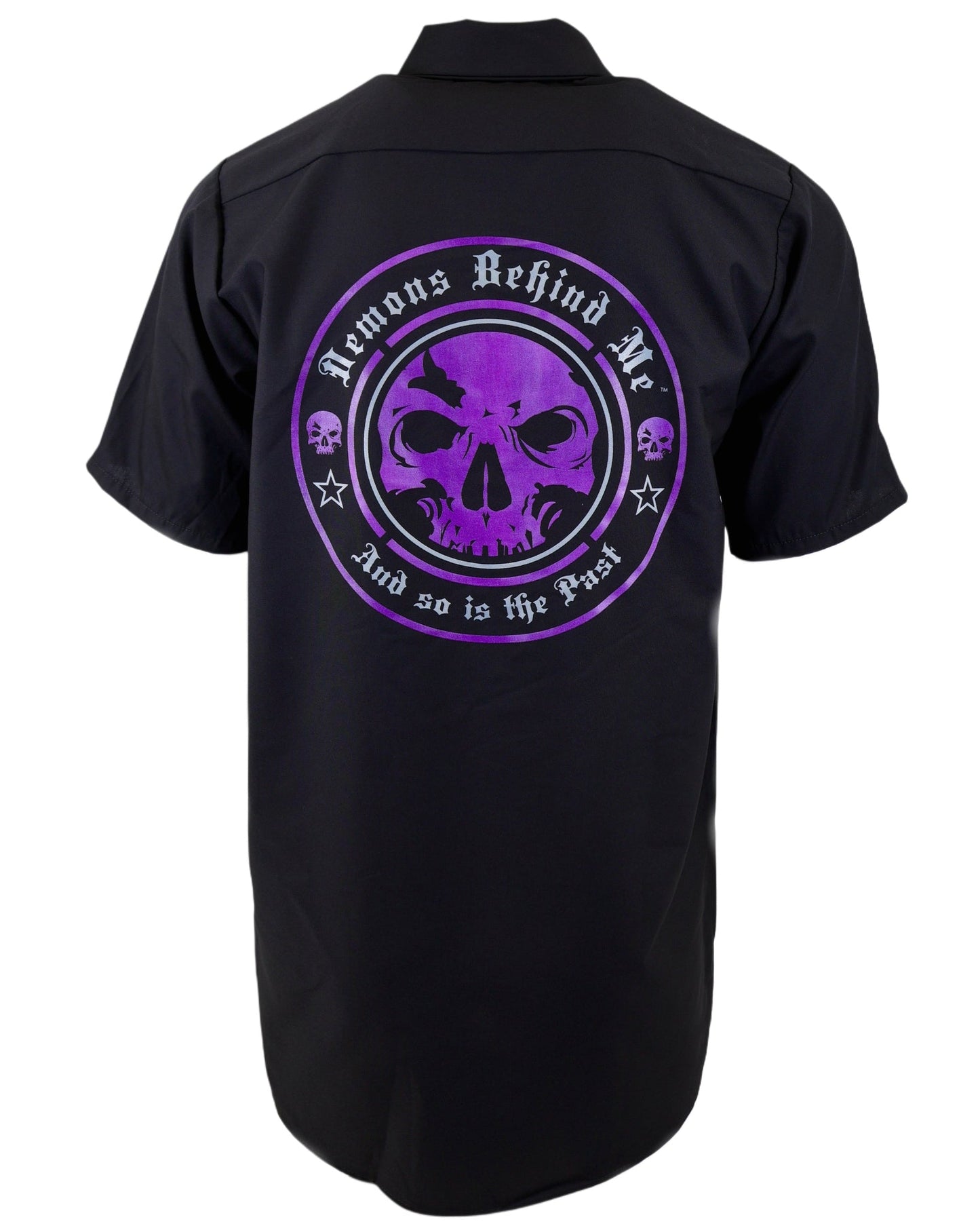 SHORT SLEEVE Men's Embroidered Shop Shirt - Purple Logo