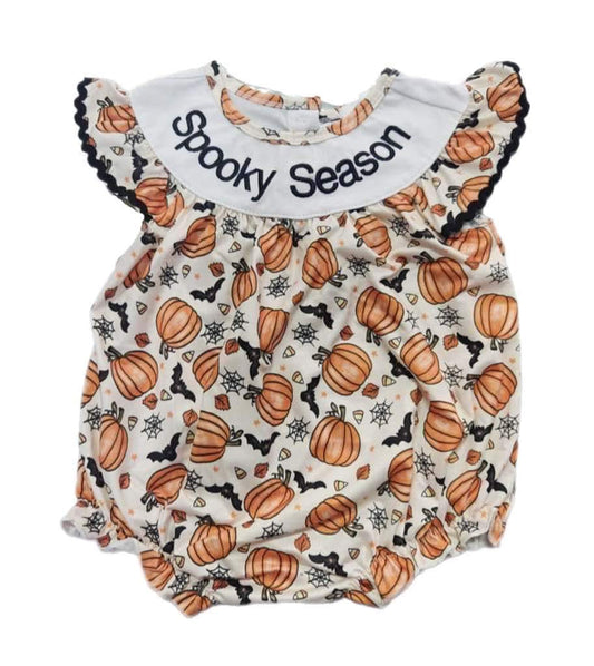 Spooky season embroidery Romper