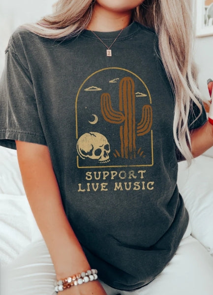 Desert Night SUPPORT LIVE MUSIC Unisex Tee