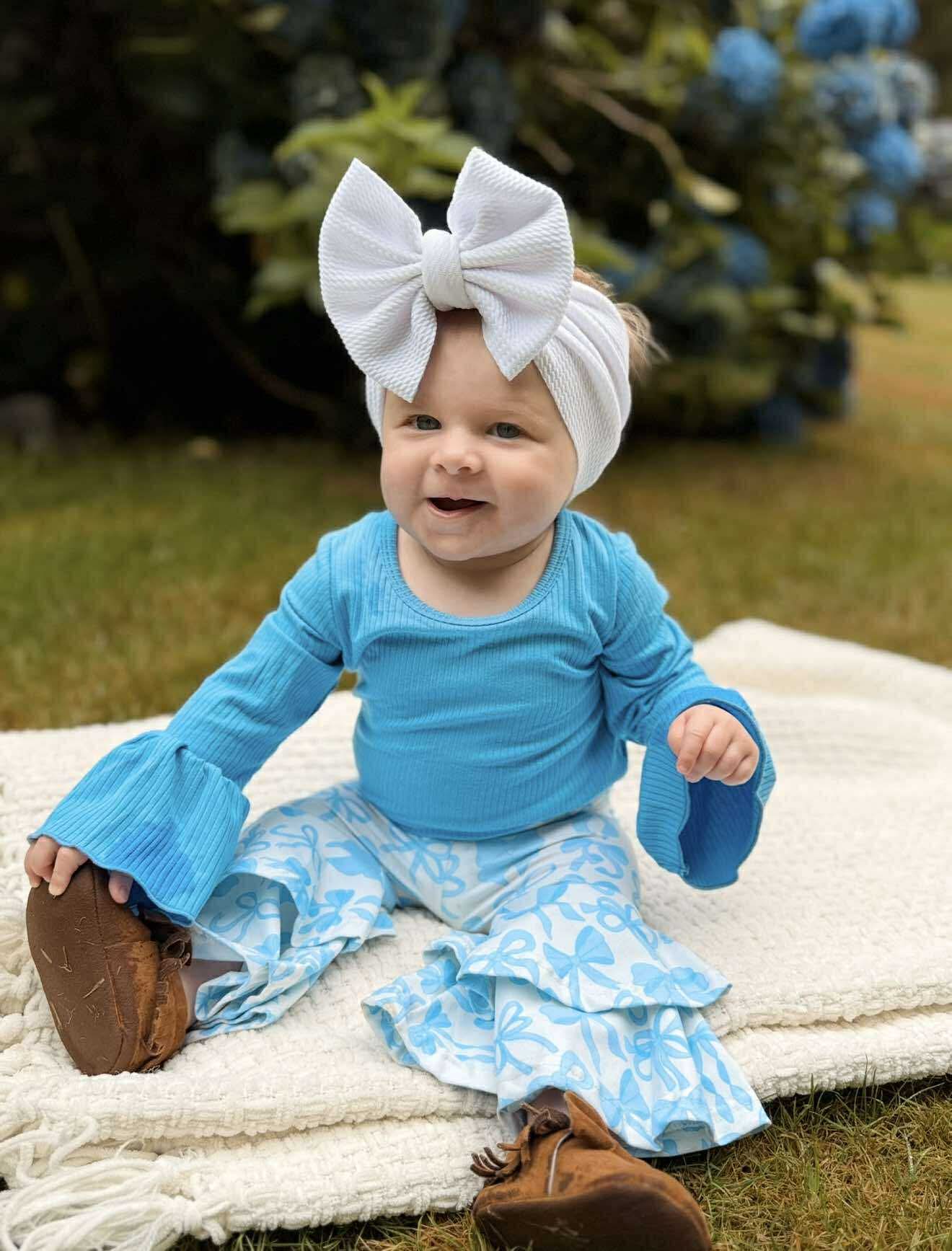 Blue Bow Double Bell Bottoms