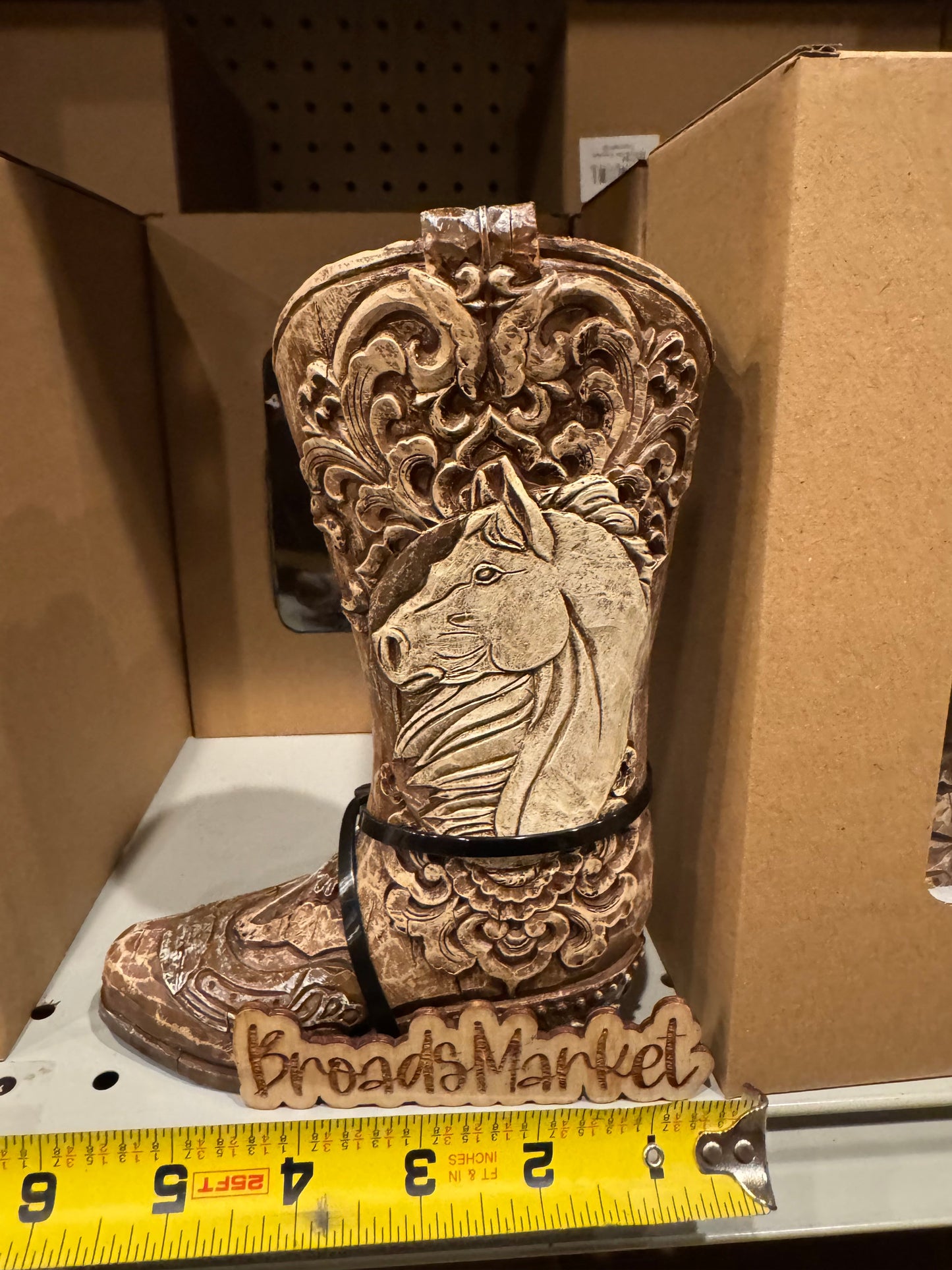 RA7752 Tooled Horse Boot Vase