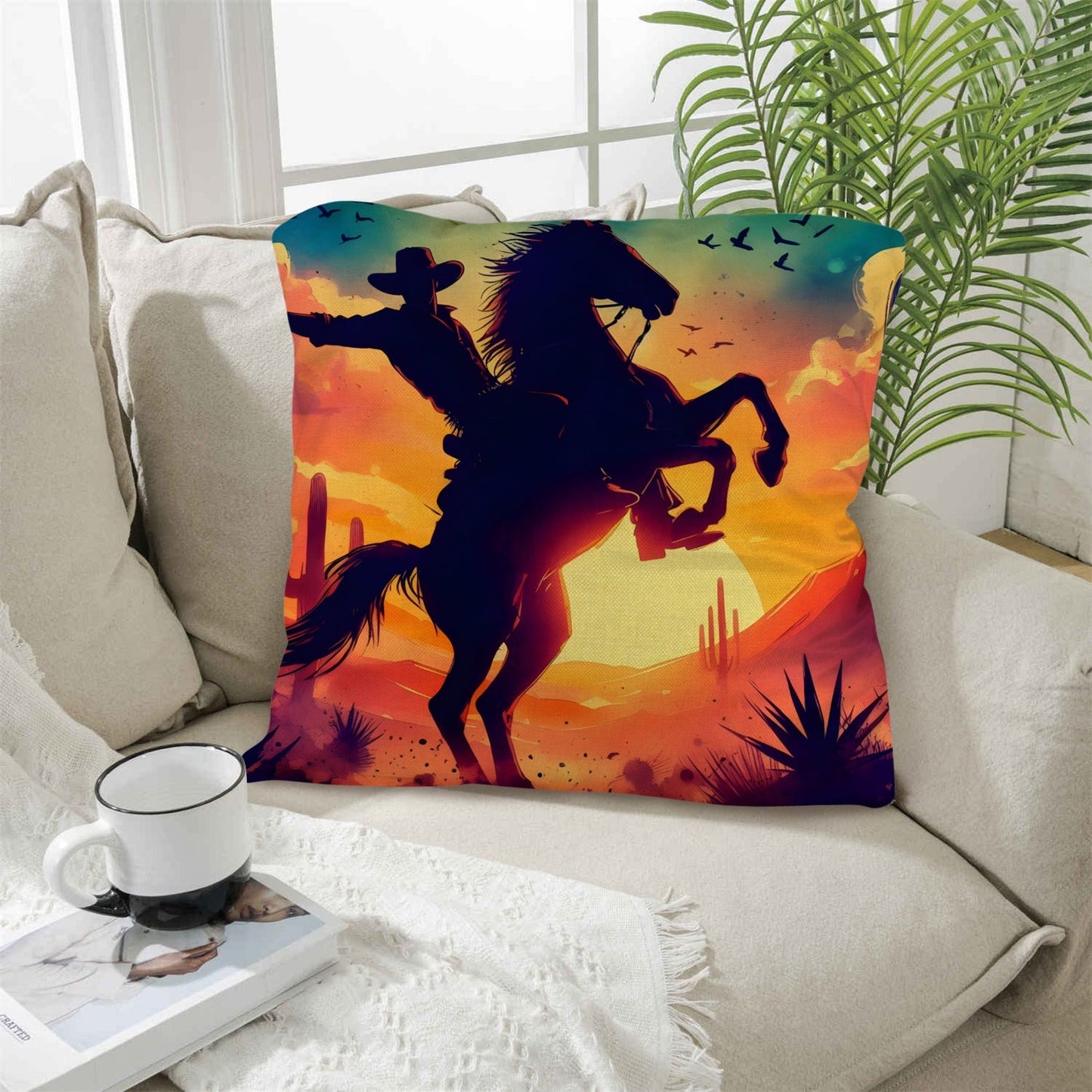 Sunset Cowboy Pillow Case Made in America