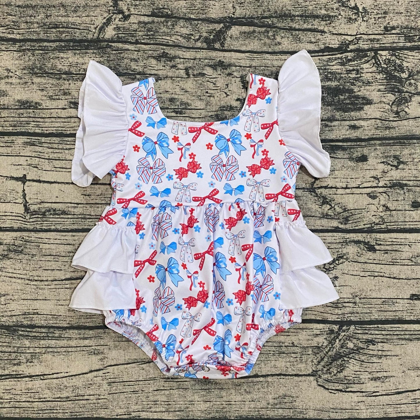 July 4th bows ruffle romper