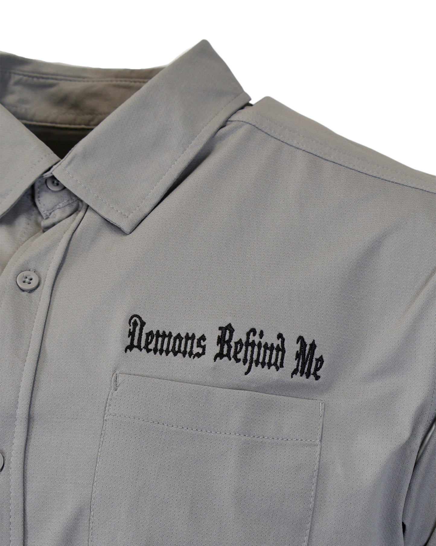 Micro-Perforated, Stretch Embroidered Button-Up