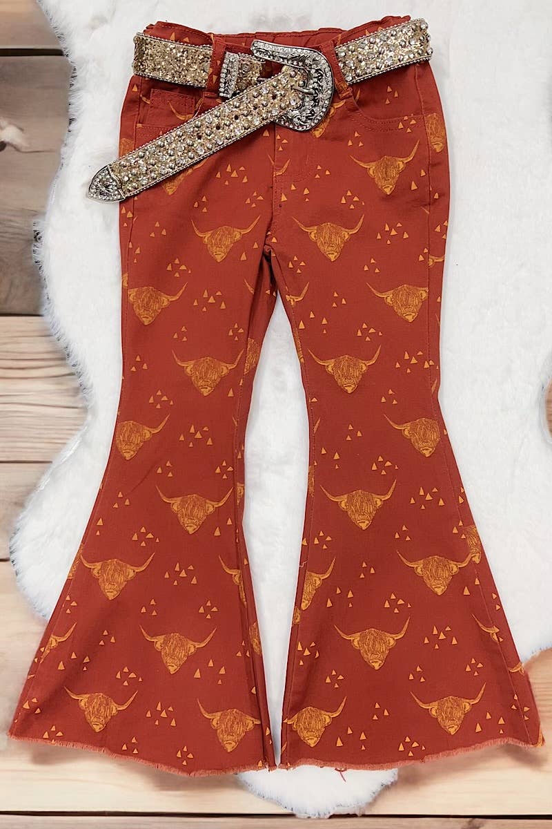 HIGHLAND COW PRINTED BOOTCUT PANTS