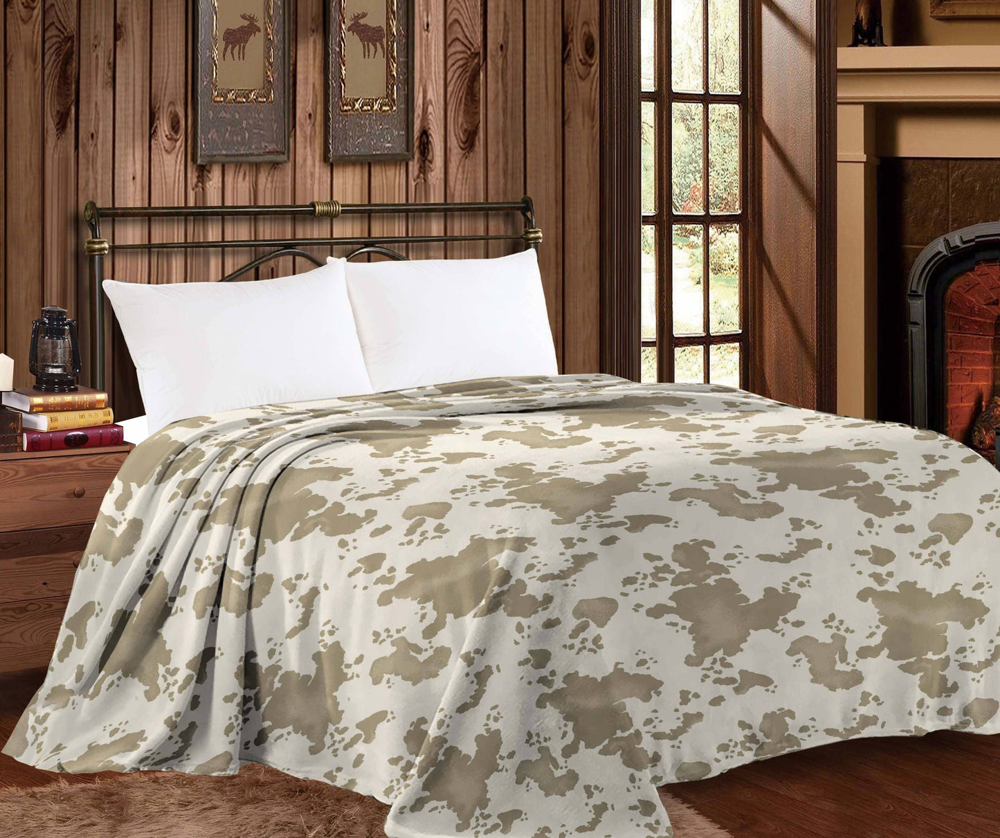 Mia Throw Blanket Cowprint Beige