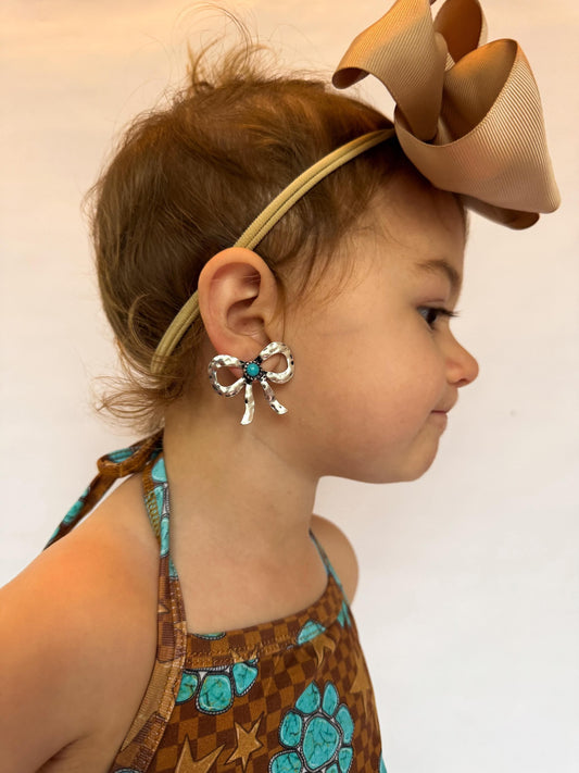 Bow w/ Turquoise Stone Earringss