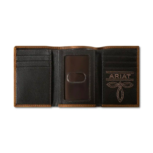 Ariat Patchwork Embossed - Men's Trifold Wallet