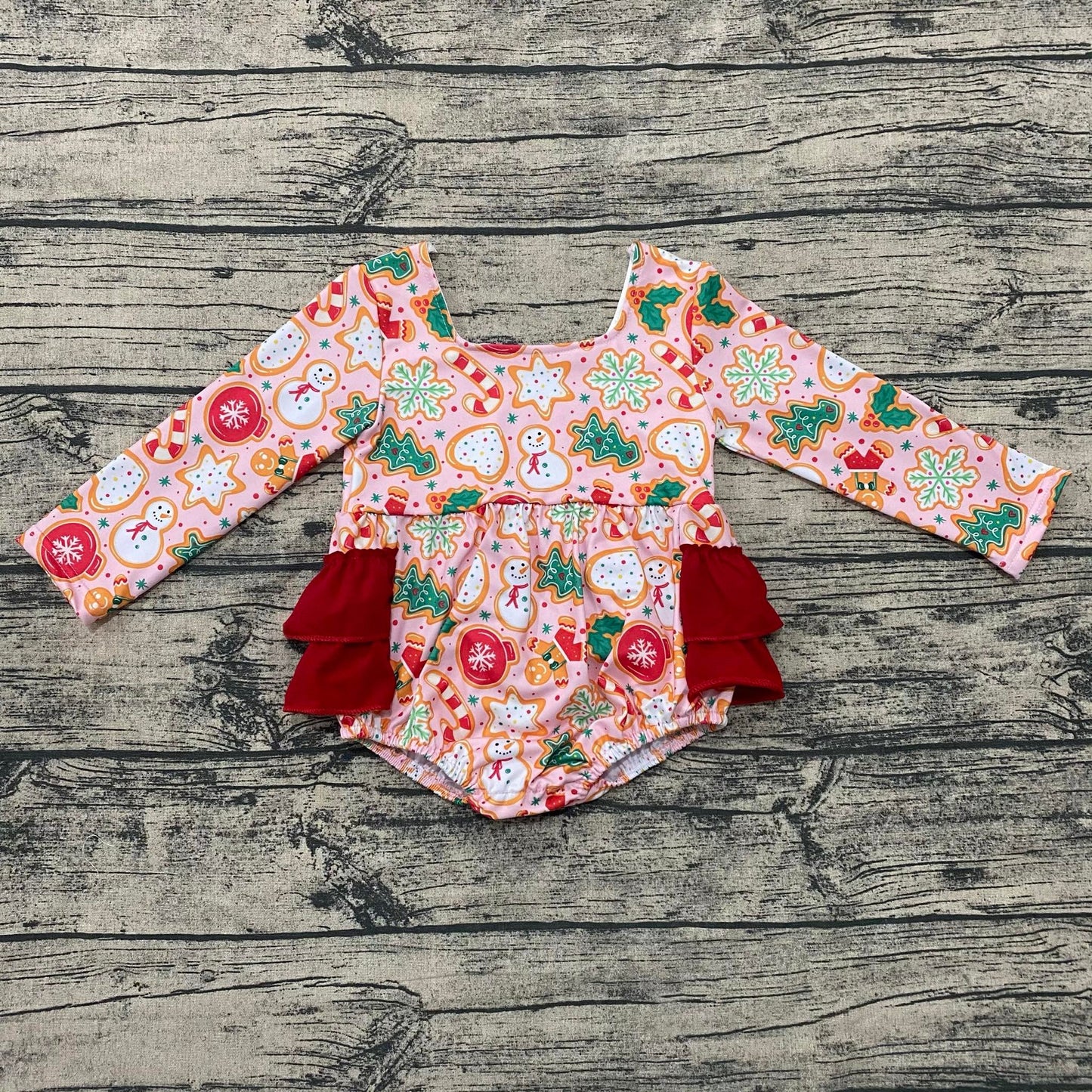 Christmas cookies ruffle romper