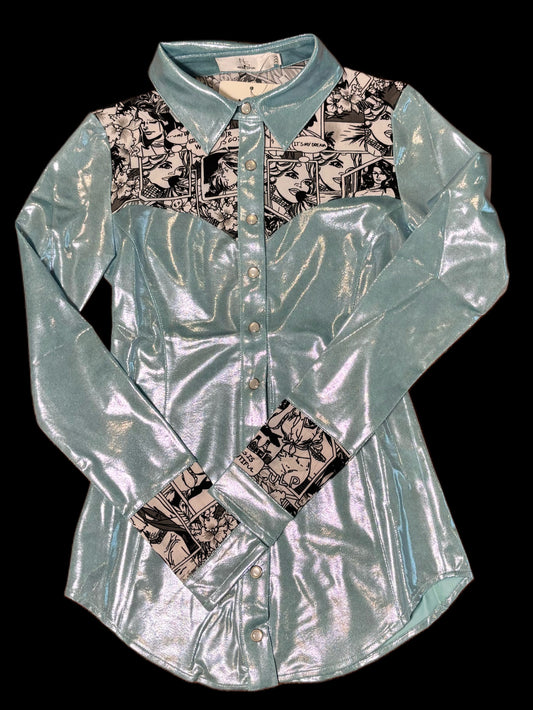 Girls Marvel-ous Metallic Pearl Snap Rodeo Shirt